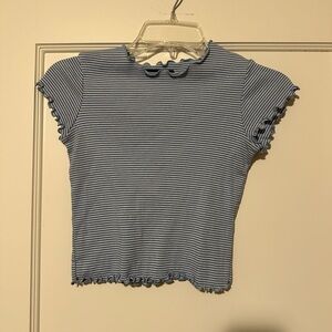 Blue and white striped baby tee